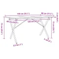 Table à manger cadre en X 140x80x75 cm bois de pin massif acier