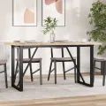 Table à manger cadre en O 140x80x75,5 cm bois pin massif acier