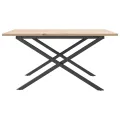 Table basse cadre en X 90x90x45 cm bois de pin massif et acier