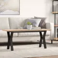 Table basse cadre en Y 110x40x45,5 cm bois de pin massif acier
