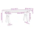 Table basse cadre en Y 110x40x45,5 cm bois de pin massif acier