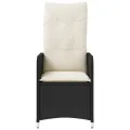 Chaise inclinable de jardin avec coussins noir résine tressée