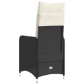 Chaise inclinable de jardin avec coussins noir résine tressée