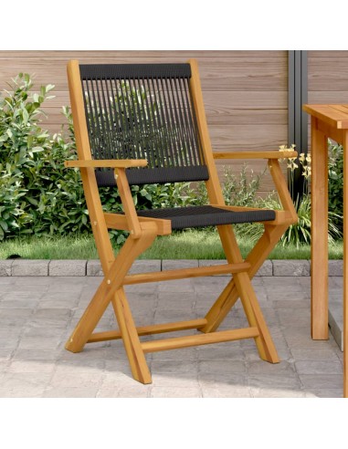 Chaises de jardin lot de 2 noir bois d'acacia et polypropylène