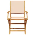 Chaises de jardin pliantes lot de 8 beige tissu et bois massif
