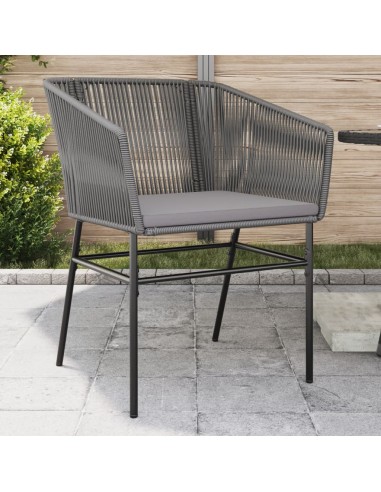 Chaises de jardin lot de 2 avec coussins gris résine tressée