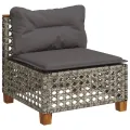 Canapé de jardin sans accoudoirs coussins gris résine tressée