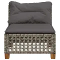 Canapé de jardin sans accoudoirs coussins gris résine tressée