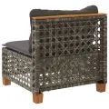 Canapé de jardin sans accoudoirs coussins gris résine tressée