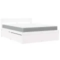 Lit avec tiroirs et matelas blanc 160x200 cm bois massif de pin