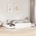 Lit avec tiroirs et matelas blanc 160x200 cm bois massif de pin