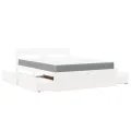 Lit avec tiroirs et matelas blanc 160x200 cm bois massif de pin