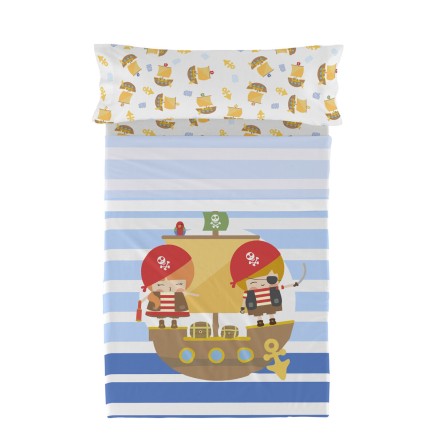 Jeu de draps HappyFriday Happynois Pirate Ship Multicouleur Lit 1 pers