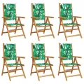 Chaises inclinables de jardin lot de 6 vert tissu bois massif