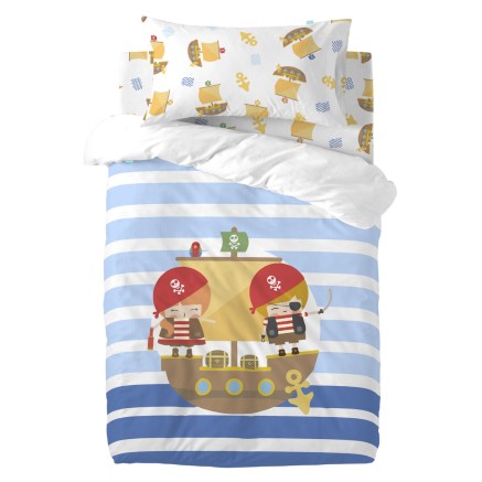 Duvet cover set HappyFriday Happynois Pirate Ship Multicolour Baby Cri