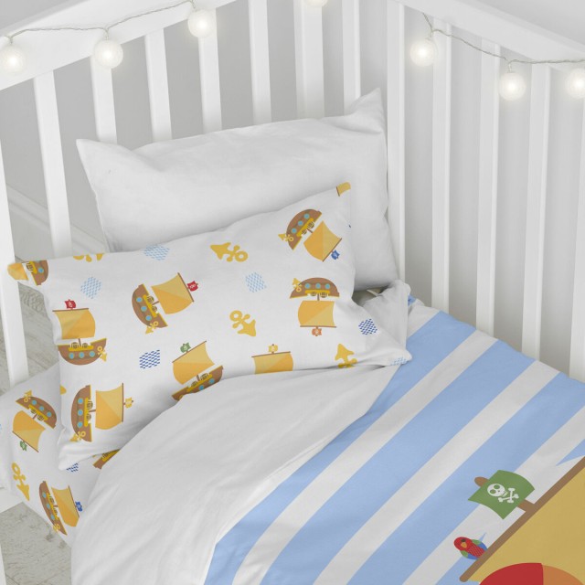 Duvet cover set HappyFriday Happynois Pirate Ship Multicolour Baby Cri