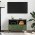 Meuble TV vert olive 68x39x50,5 cm acier