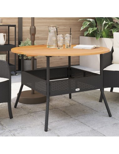 Table de jardin et dessus en bois d'acacia noir résine tressée