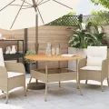 Table de jardin et dessus en bois d'acacia beige résine tressée