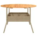 Table de jardin et dessus en bois d'acacia beige résine tressée