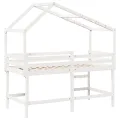 Lit superposé avec échelle et toit sans matelas blanc 80x200 cm