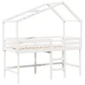 Lit superposé avec échelle et toit sans matelas blanc 80x200 cm