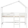 Lit superposé avec échelle et toit sans matelas blanc 80x200 cm