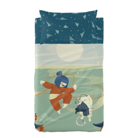 Jeu de draps HappyFriday Mr Fox The Warrior Multicouleur Lit de bébé