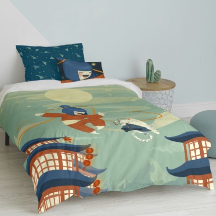 Juego de funda nórdica HappyFriday Mr Fox The warrior Multicolor Cama 2