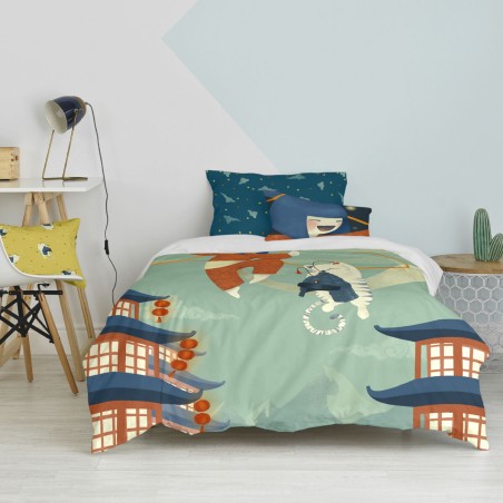 Dekbedovertrek set HappyFriday Mr Fox The warrior Multicolour Bed van