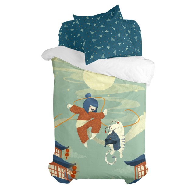 Parure de couette HappyFriday Mr Fox The warrior Multicouleur Lit 1 pe