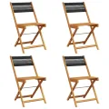 Chaises de jardin pliantes lot de 4 noir bois d'acacia massif