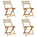 Chaises de jardin pliantes lot de 4 beige rotin et bois massif