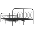 Cadre de lit métal sans matelas avec pied de lit noir 140x200cm