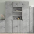 Buffet haut gris béton 70x42,5x185 cm bois d'ingénierie