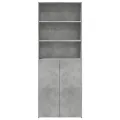 Buffet haut gris béton 70x42,5x185 cm bois d'ingénierie