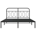 Cadre de lit métal sans matelas avec tête de lit noir 140x190cm