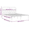 Cadre de lit métal sans matelas avec tête de lit noir 140x190cm