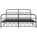 Cadre de lit métal sans matelas avec pied de lit noir 193x203cm