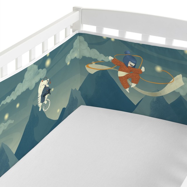 Protector de Cuna HappyFriday Mr Fox The warrior Multicolor 210 x 40 c