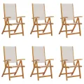Chaises pliables de jardin lot de 6 bois d'acacia et textilène
