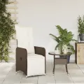 Chaise inclinable de jardin avec coussins marron résine tressée