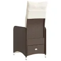 Chaise inclinable de jardin avec coussins marron résine tressée