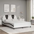 Cadre de lit avec LED sans matelas blanc et noir 140x200 cm