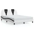 Cadre de lit avec LED sans matelas blanc et noir 140x200 cm