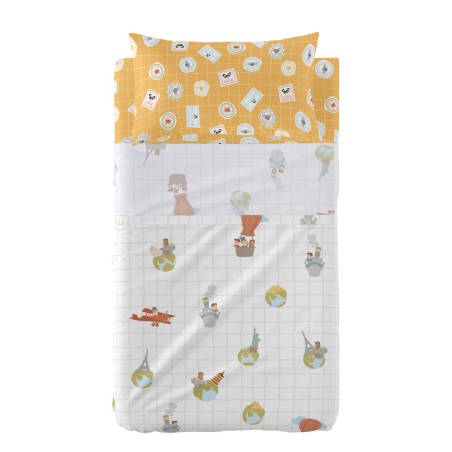 Bedding set HappyFriday Mr Fox World Trip Multicolour Baby Crib 2 Piec