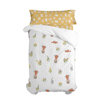 Parure de couette HappyFriday Mr Fox World trip Multicouleur Lit 1 per