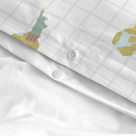 Duvet cover set HappyFriday Mr Fox World trip Multicolour Single 2 Pie 2