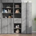 Buffet haut gris béton 45x42,5x185 cm bois d'ingénierie