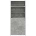 Buffet haut gris béton 80x42,5x185 cm bois d'ingénierie